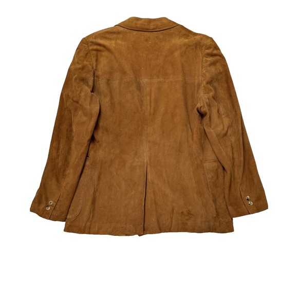 Vintage Cortefiel Spain Suede Leather Blazer Jacket Tan Brown Size 46 US Large - Picture 3 of 16